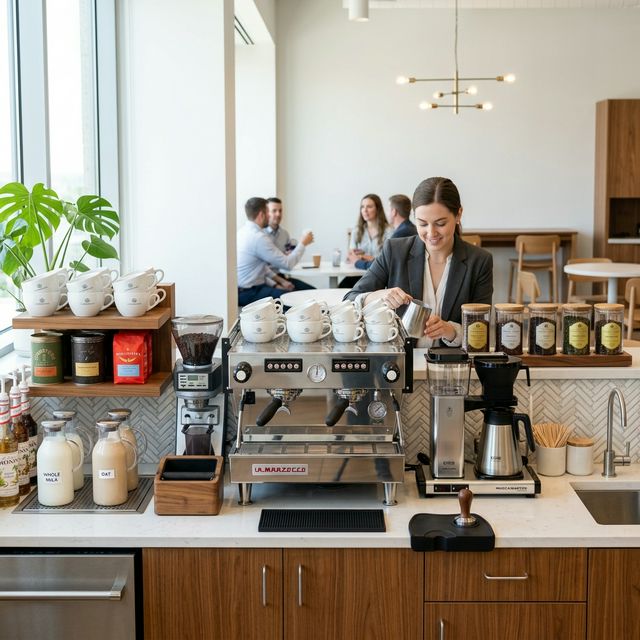 Premium office espresso machine in a Southwest Florida break room